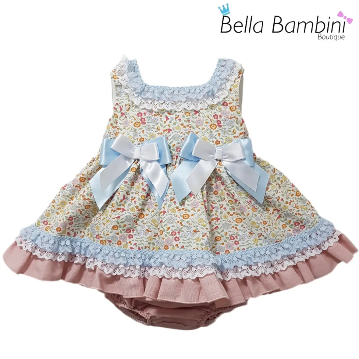 Ceyber Baby Girls Pink and Blue Floral Dress