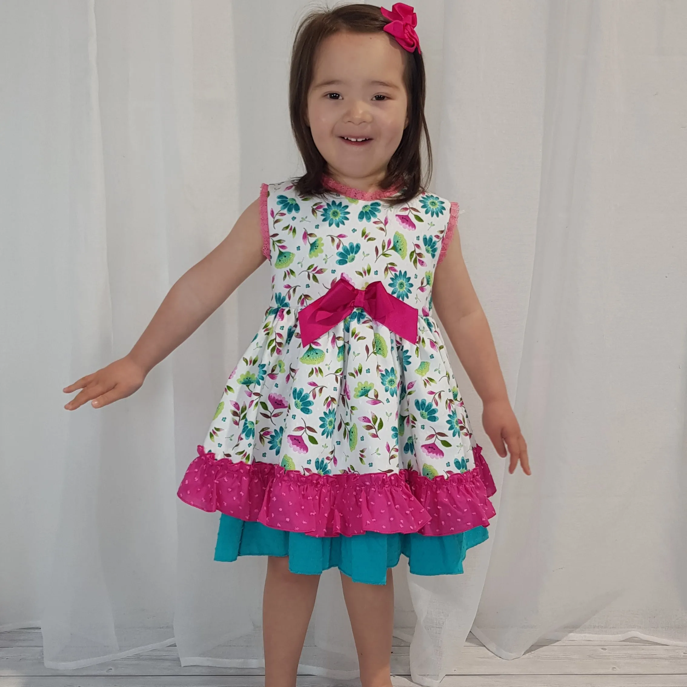 Ceyber Older Girls Hot pink Floral Dress