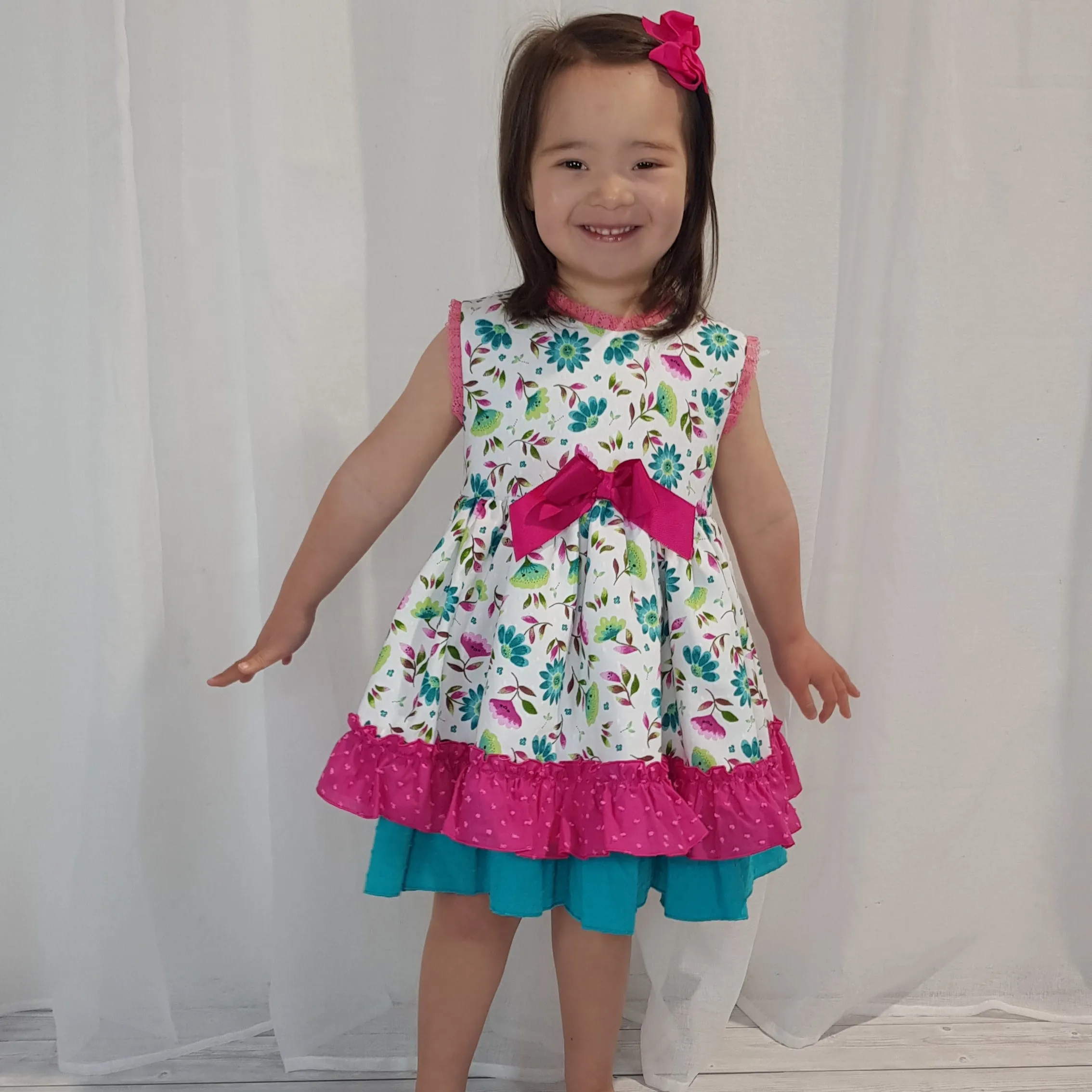 Ceyber Older Girls Hot pink Floral Dress