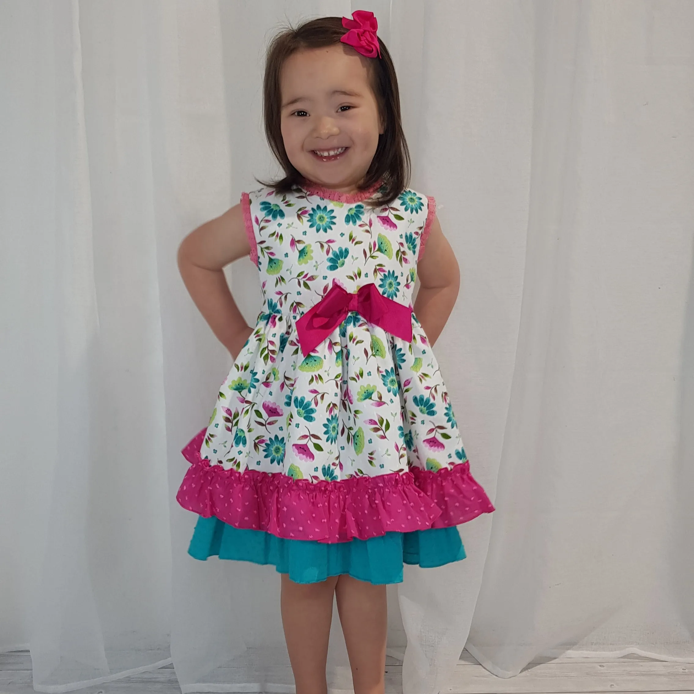 Ceyber Older Girls Hot pink Floral Dress