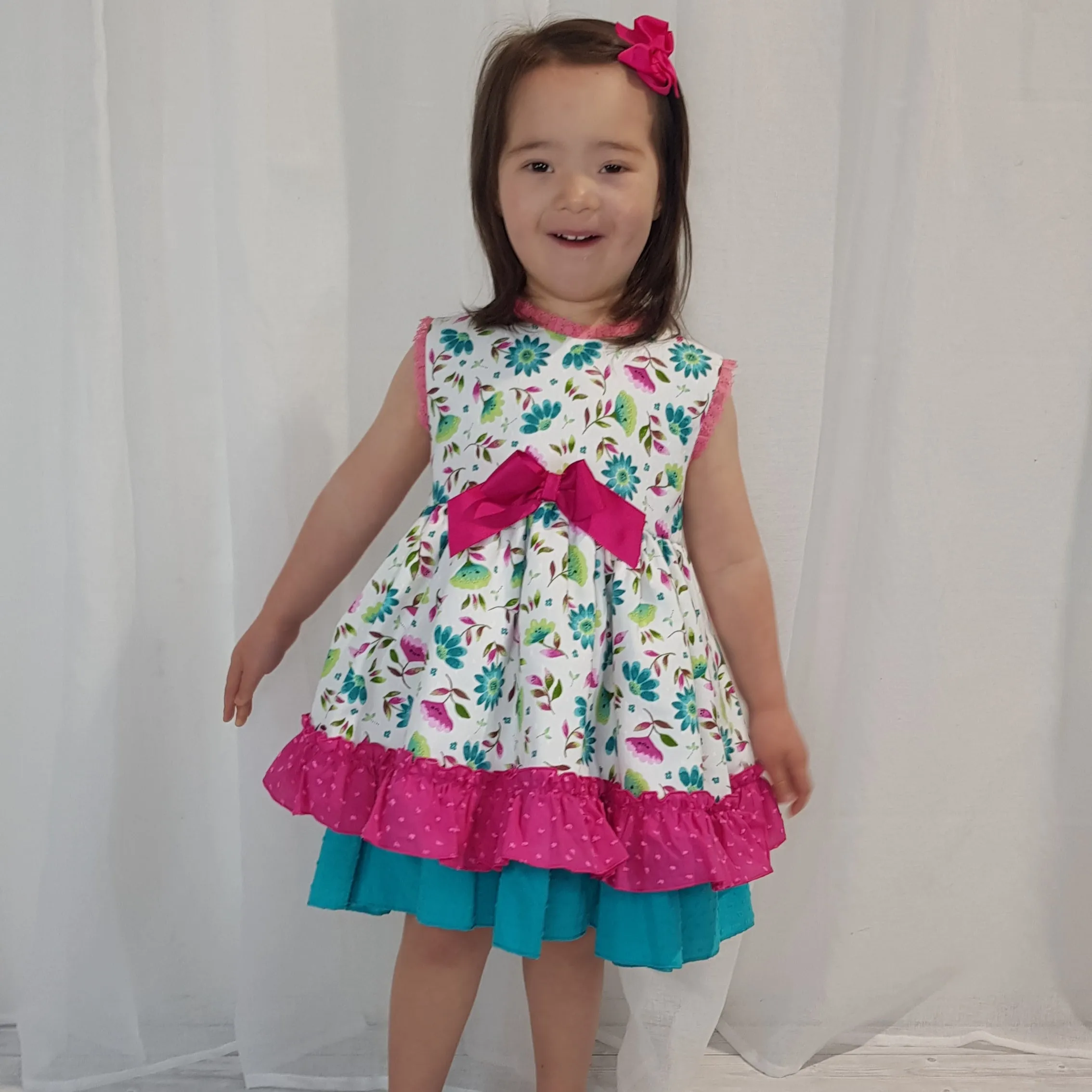 Ceyber Older Girls Hot pink Floral Dress
