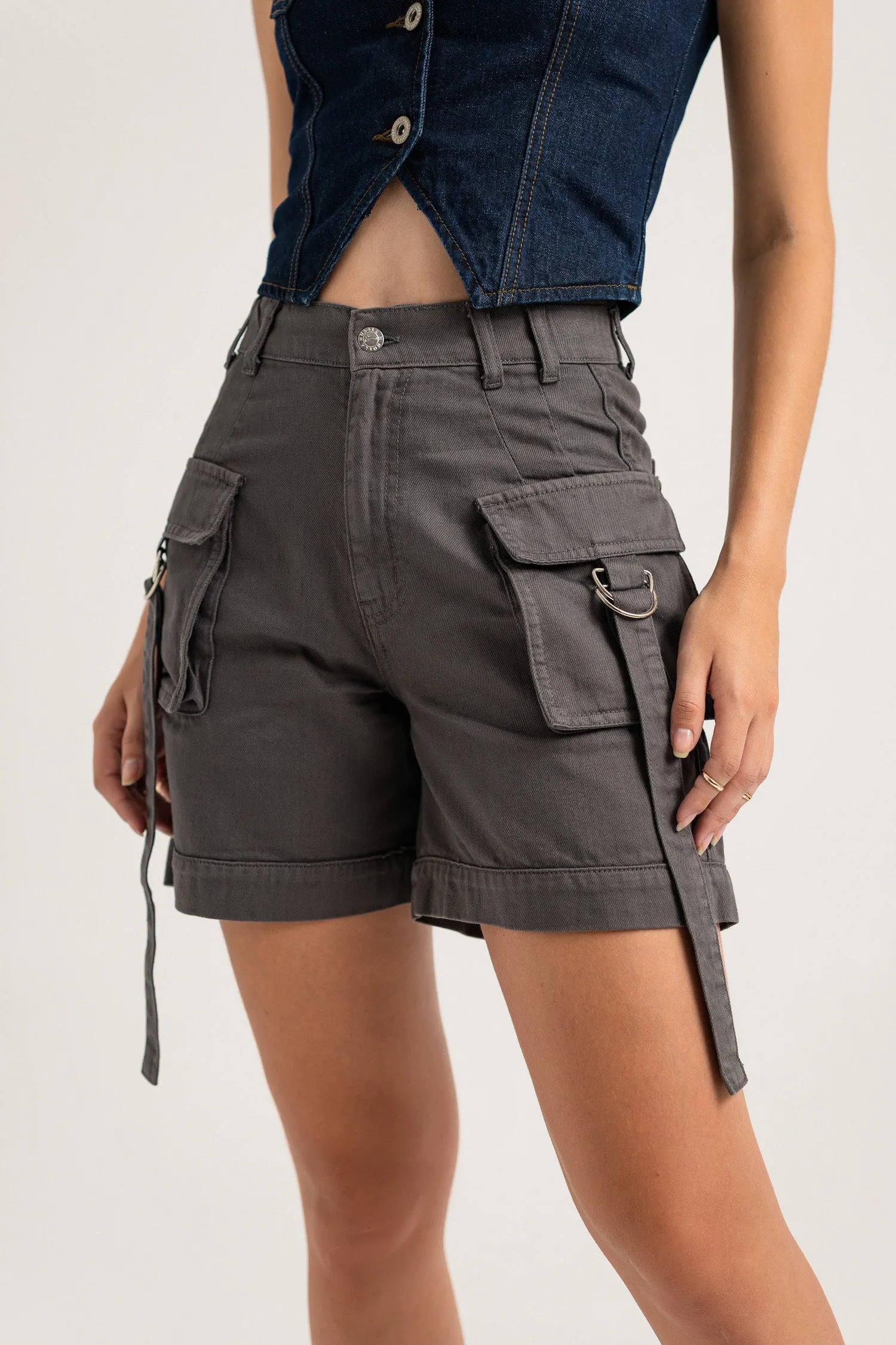 Charcoal Mini Denim Shorts