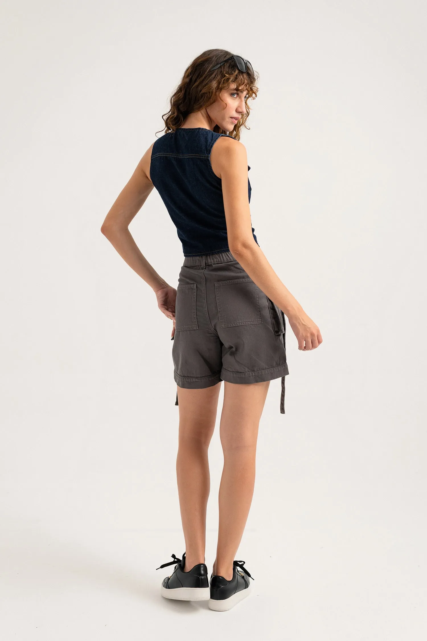 Charcoal Mini Denim Shorts