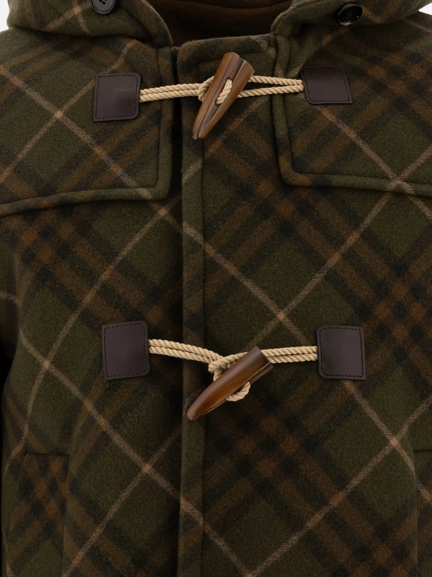 Check duffle coat