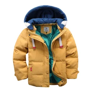 children Down & Parkas 4-10T winter kids outerwear boys casual warm hooded jacket for boys solid boys warm coats