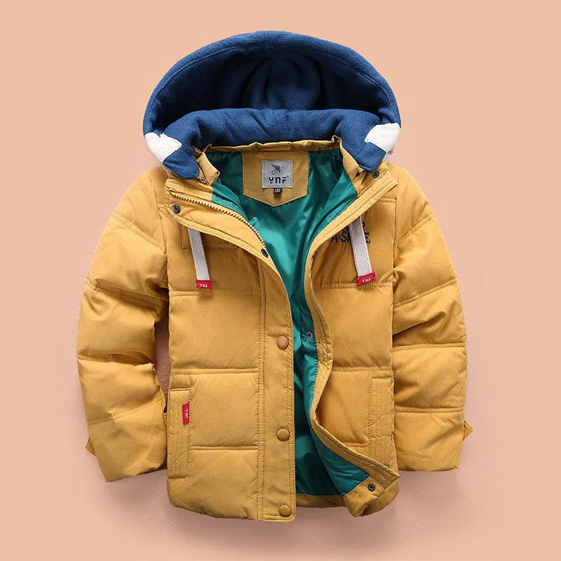 children Down & Parkas 4-10T winter kids outerwear boys casual warm hooded jacket for boys solid boys warm coats