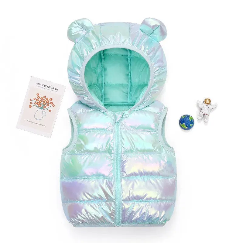 Children Waistcoat Sleeveless Jacket For Girls Boys Hooded Vest Coats for 2-6 Years Kids Clothes