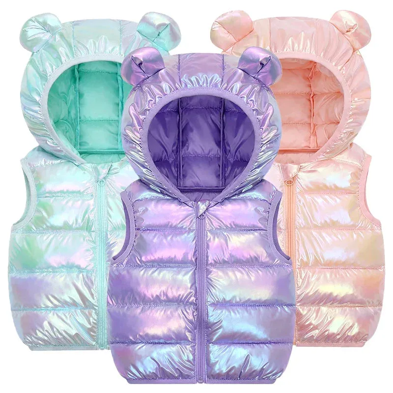 Children Waistcoat Sleeveless Jacket For Girls Boys Hooded Vest Coats for 2-6 Years Kids Clothes