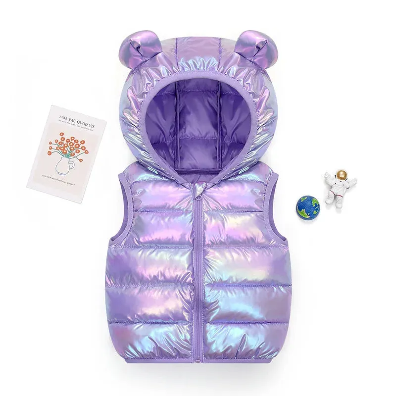 Children Waistcoat Sleeveless Jacket For Girls Boys Hooded Vest Coats for 2-6 Years Kids Clothes