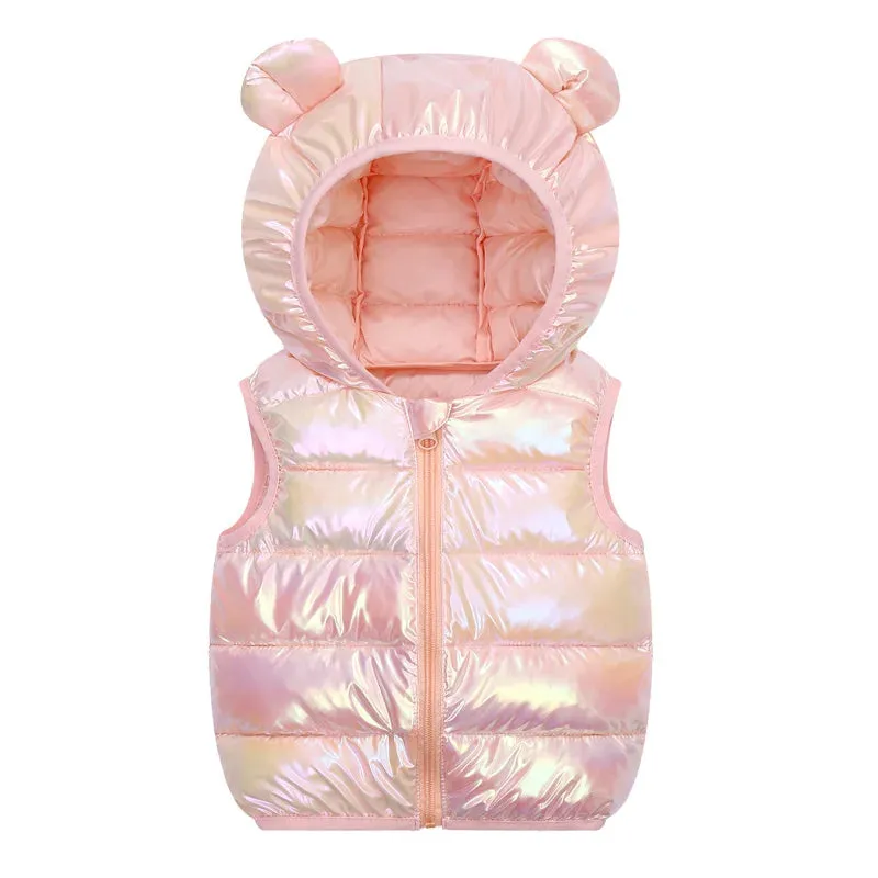 Children Waistcoat Sleeveless Jacket For Girls Boys Hooded Vest Coats for 2-6 Years Kids Clothes