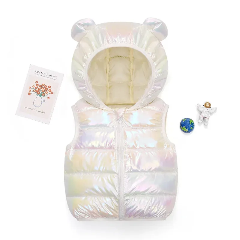 Children Waistcoat Sleeveless Jacket For Girls Boys Hooded Vest Coats for 2-6 Years Kids Clothes