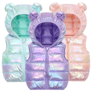 Children Waistcoat Sleeveless Jacket For Girls Boys Hooded Vest Coats for 2-6 Years Kids Clothes
