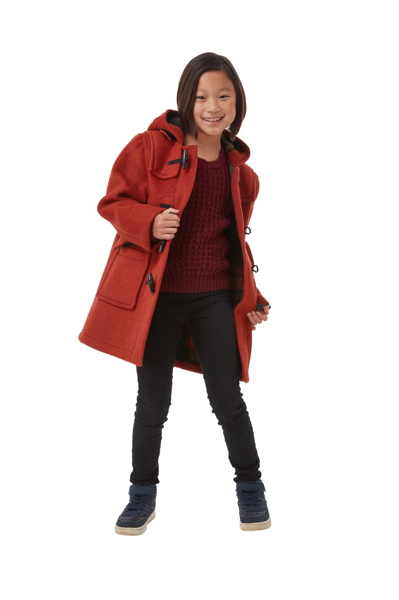 Children's Burnt Orange Original Classic Fit Duffle Coat With Faux Horn Toggles