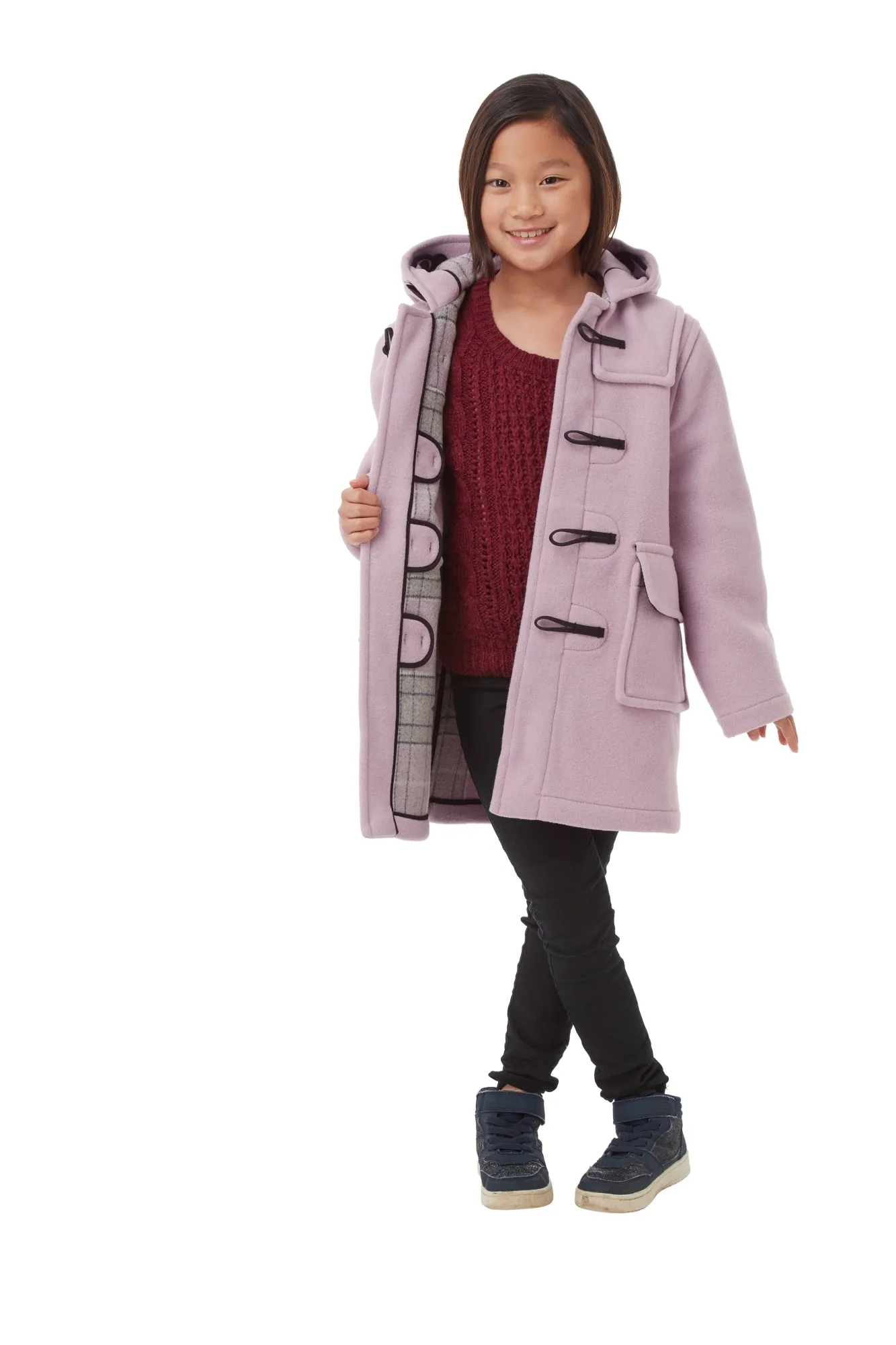 Children's Lilac Original Classic Fit Duffle Coat With Faux Horn Toggles