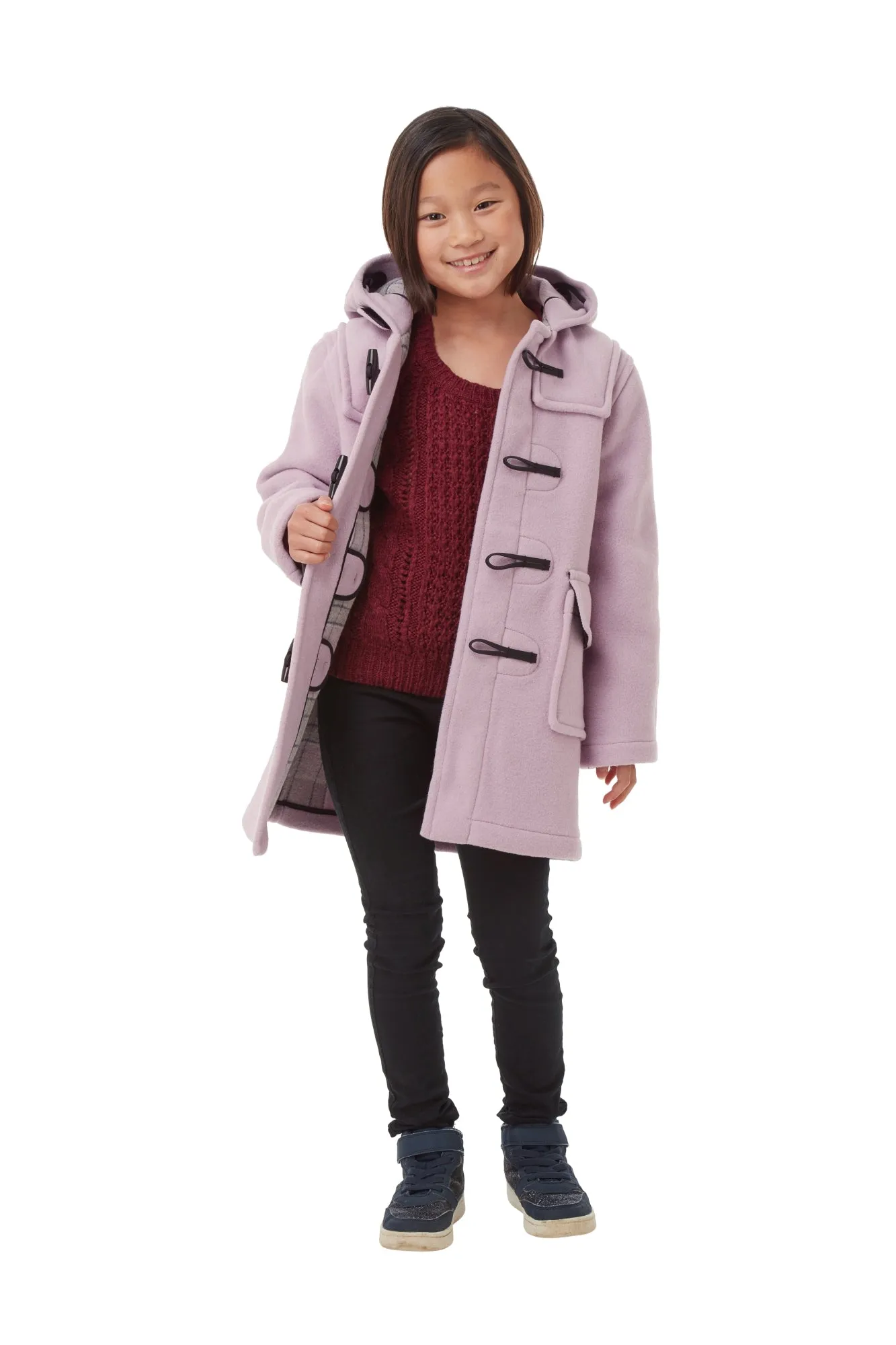Children's Lilac Original Classic Fit Duffle Coat With Faux Horn Toggles