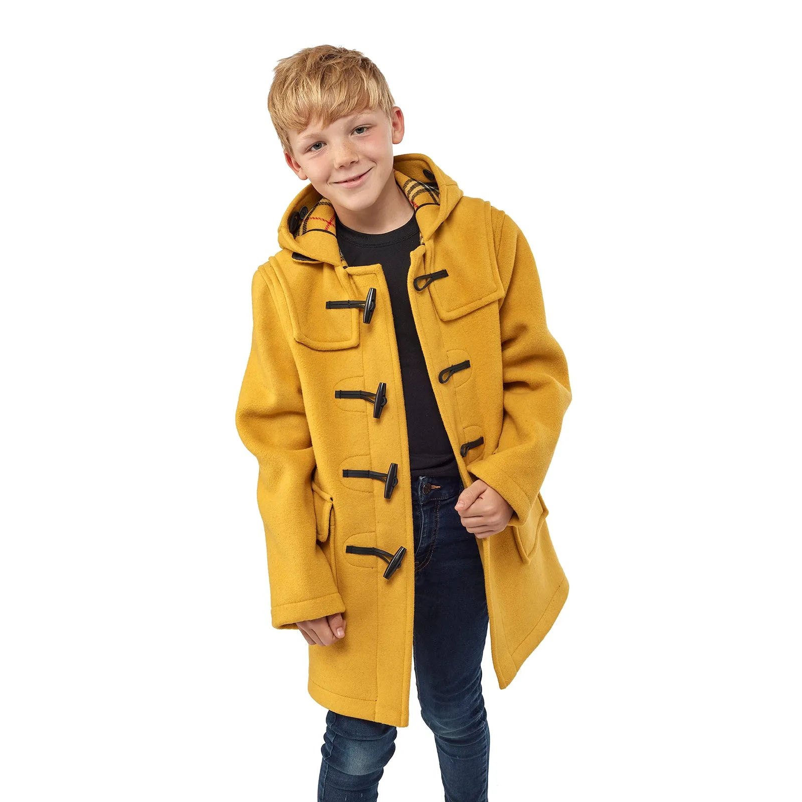 Children's Mustard Original Classic Fit Duffle Coat With Faux Horn Toggles