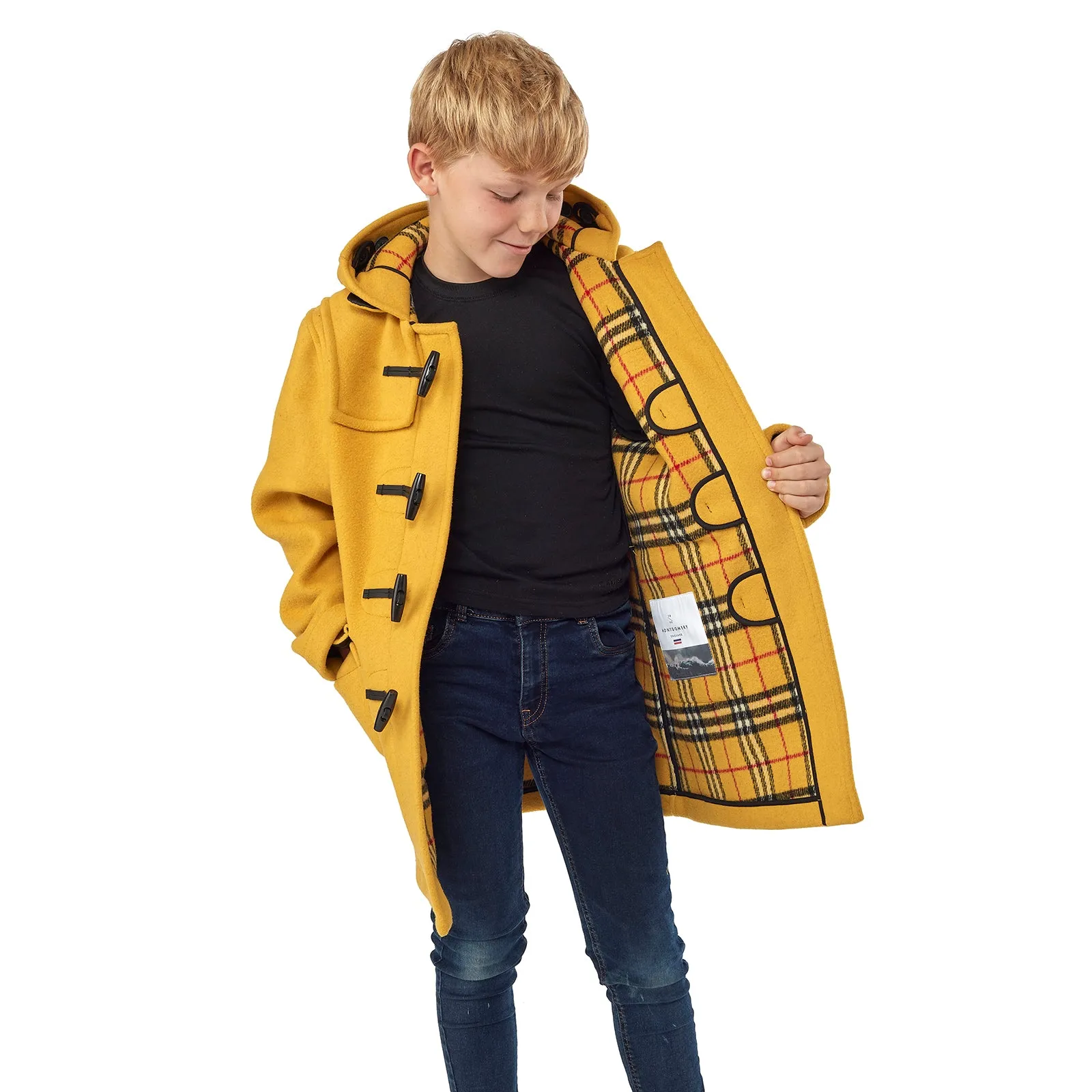 Children's Mustard Original Classic Fit Duffle Coat With Faux Horn Toggles