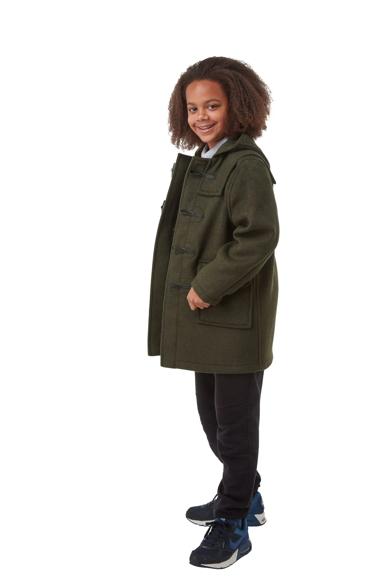 Children's Olive Original Classic Fit Duffle Coat With Faux Horn Toggles