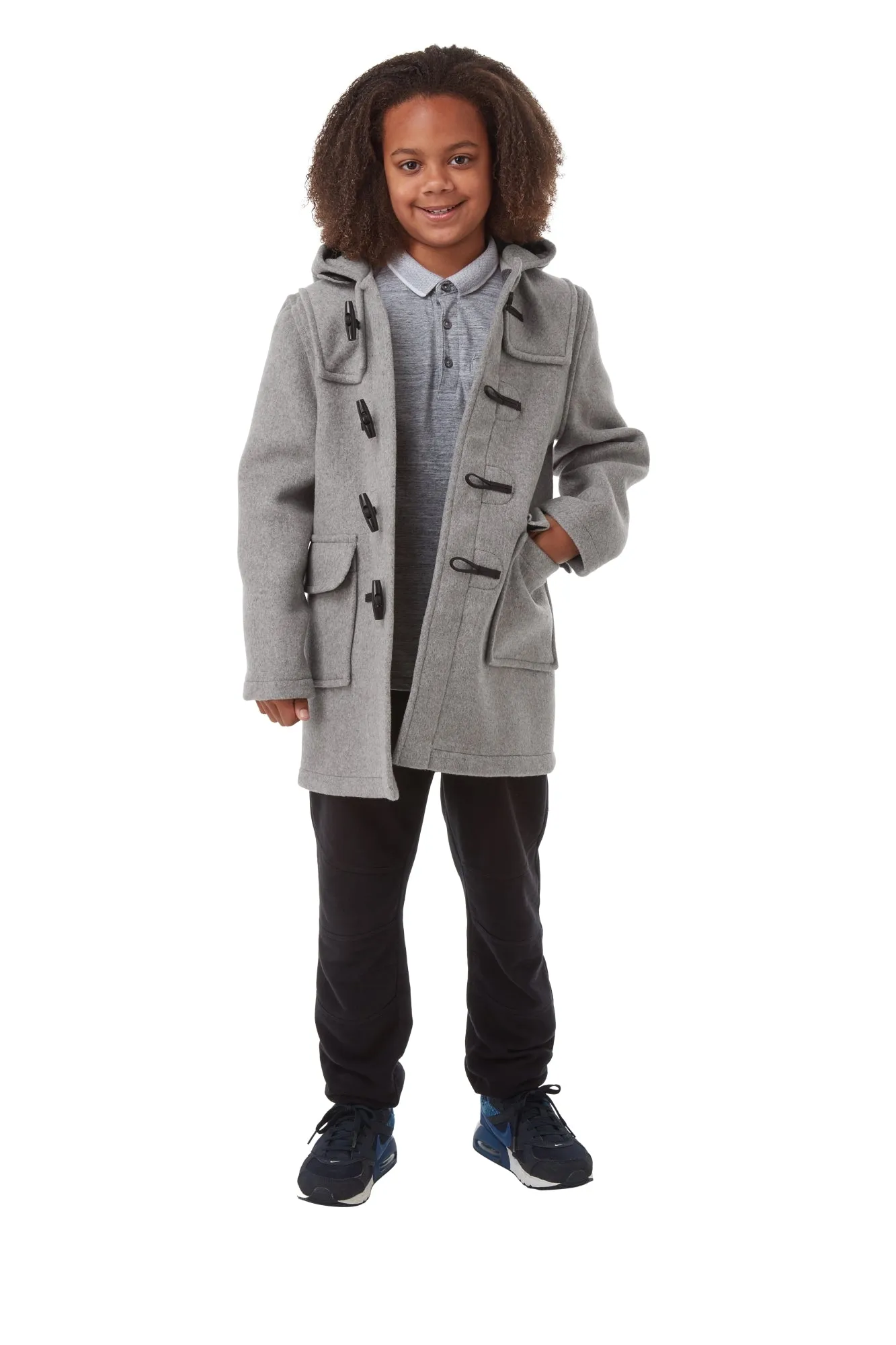 Children's Pearl GreyOriginal Classic Fit Duffle Coat With Faux Horn Toggles