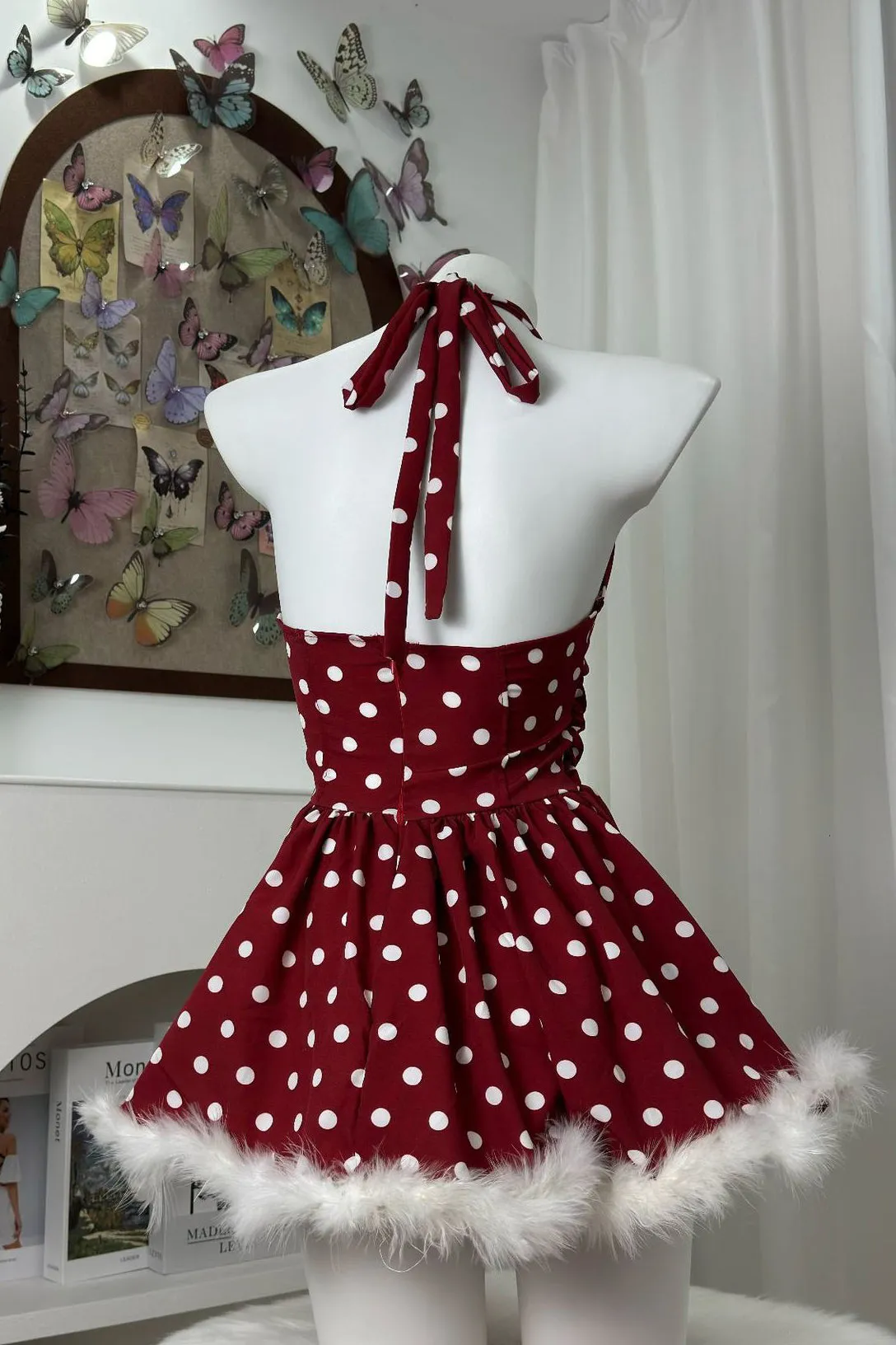 Christmas Polka Dot Raw Edge Dress