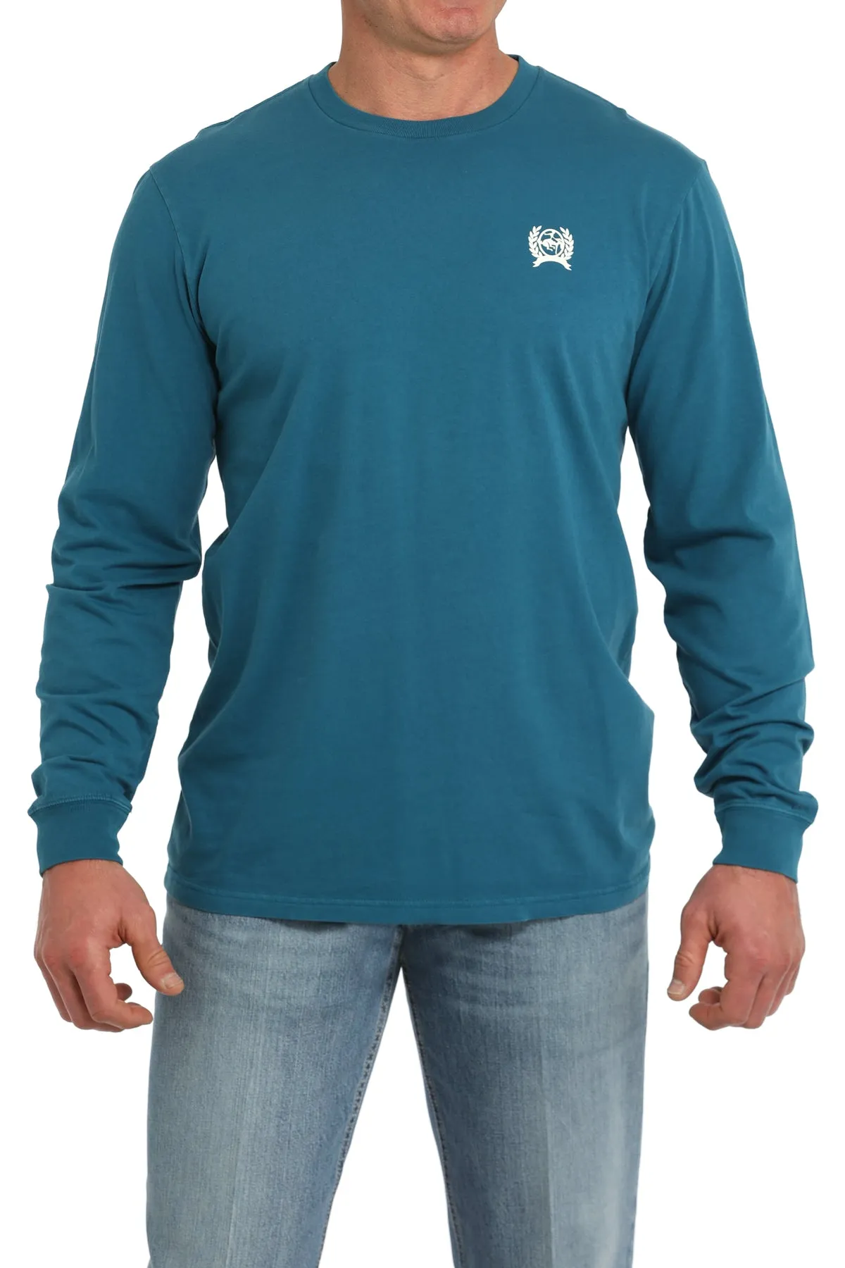 Cinch Men's Teal Cattleman's Saloon Long Sleeve Tee Shirt