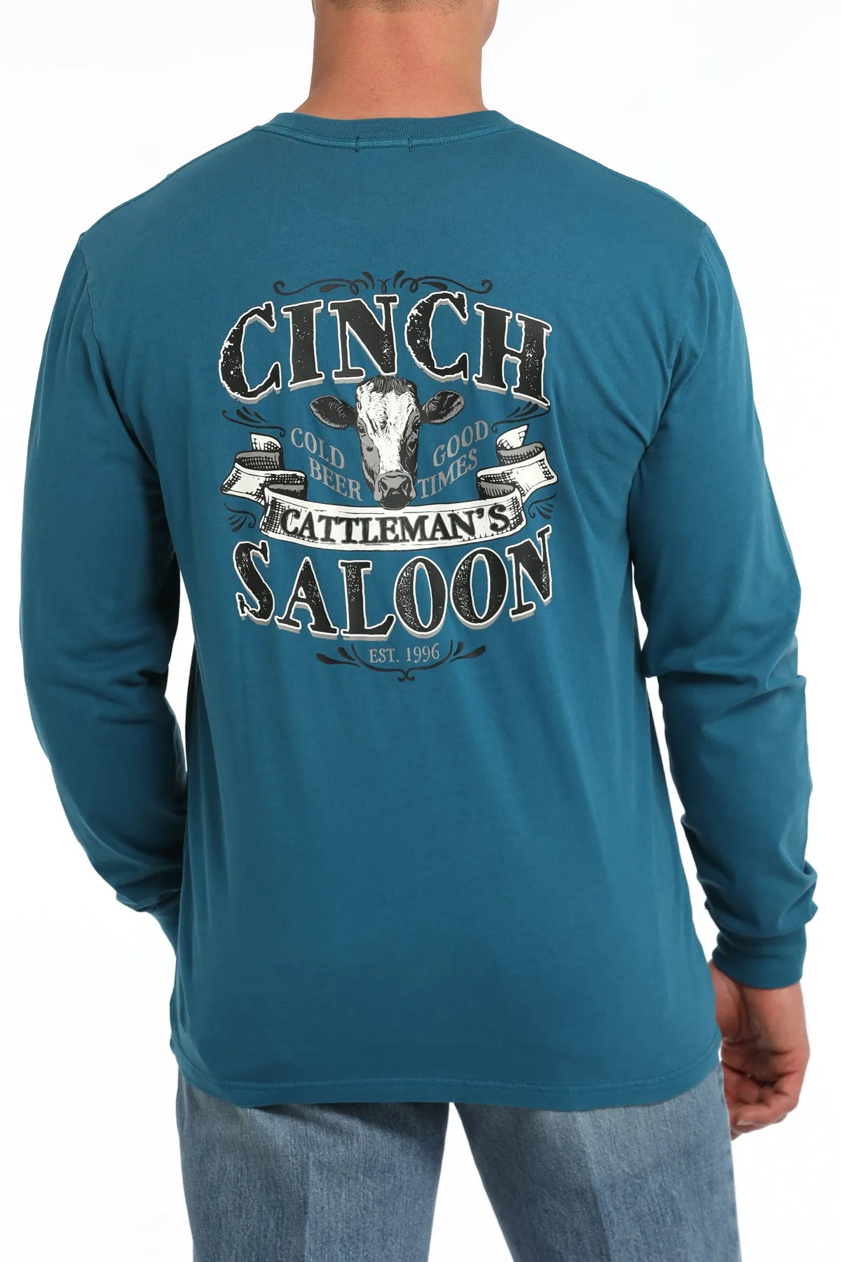 Cinch Men's Teal Cattleman's Saloon Long Sleeve Tee Shirt