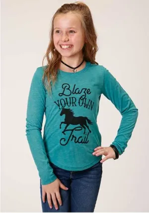 CL03-009-0513-0183 Girls Roper L/S Shirt "Blaze Your Own Trail"
