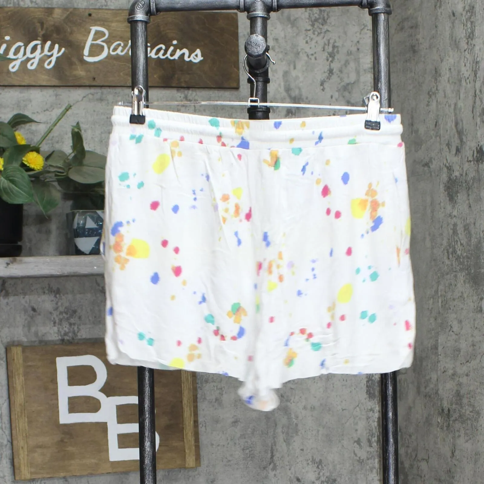 Colsie Womens Knit Casual Paint Pattern Pajama Sleep Shorts White Multi L