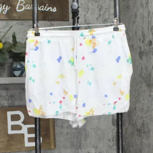 Colsie Womens Knit Casual Paint Pattern Pajama Sleep Shorts White Multi L