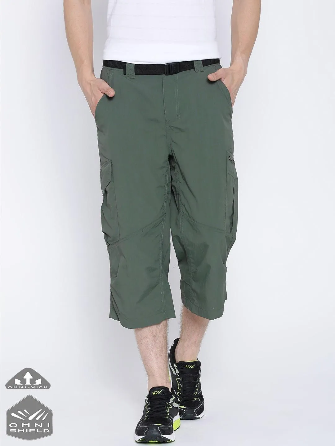 Columbia Men Green Silver Ridge Capri Shorts