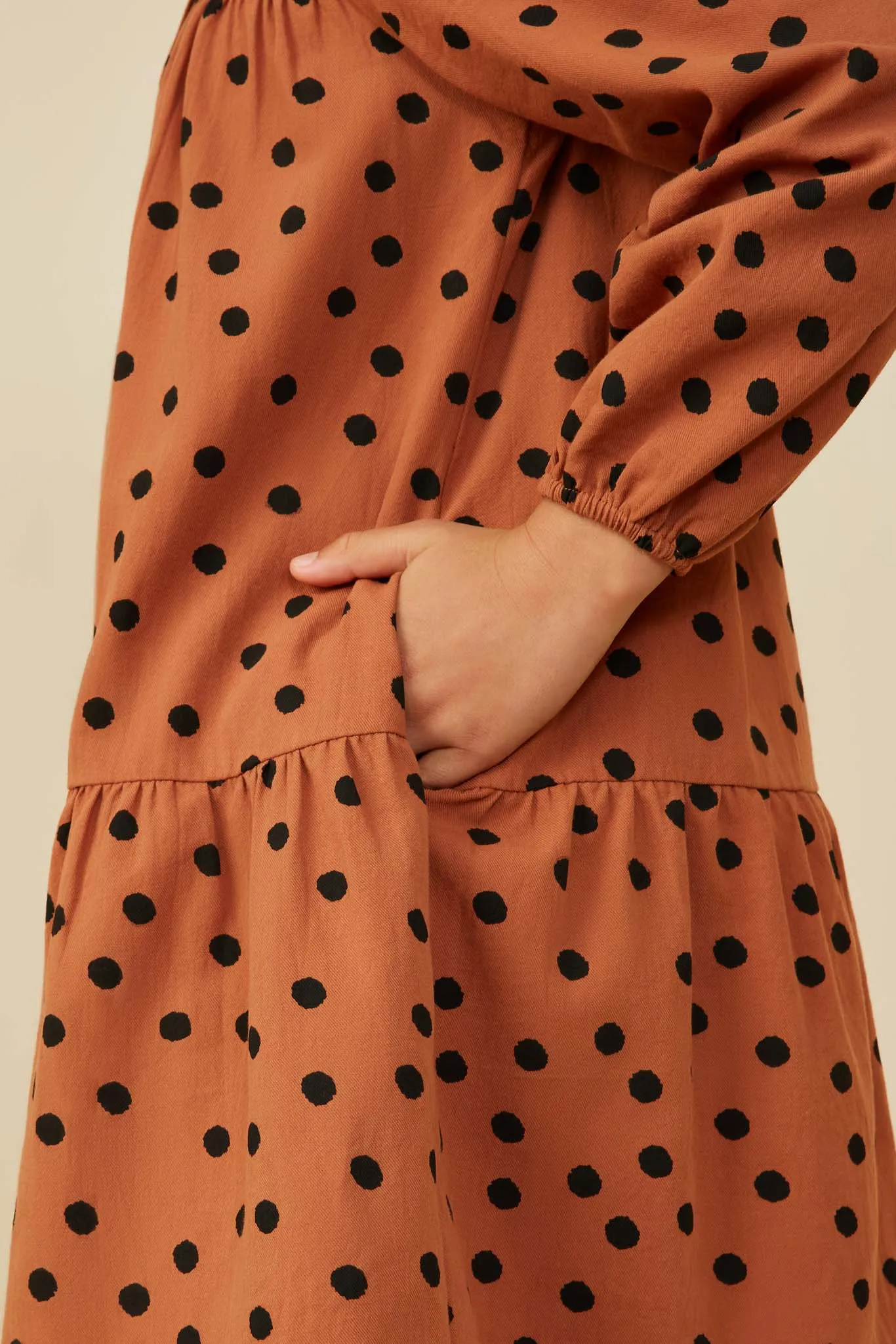 Contrast Peter Pan Collar Polka Dot Dress