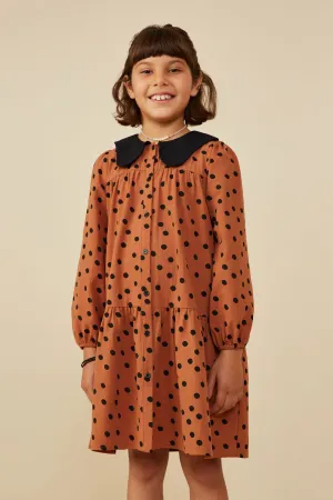 Contrast Peter Pan Collar Polka Dot Dress