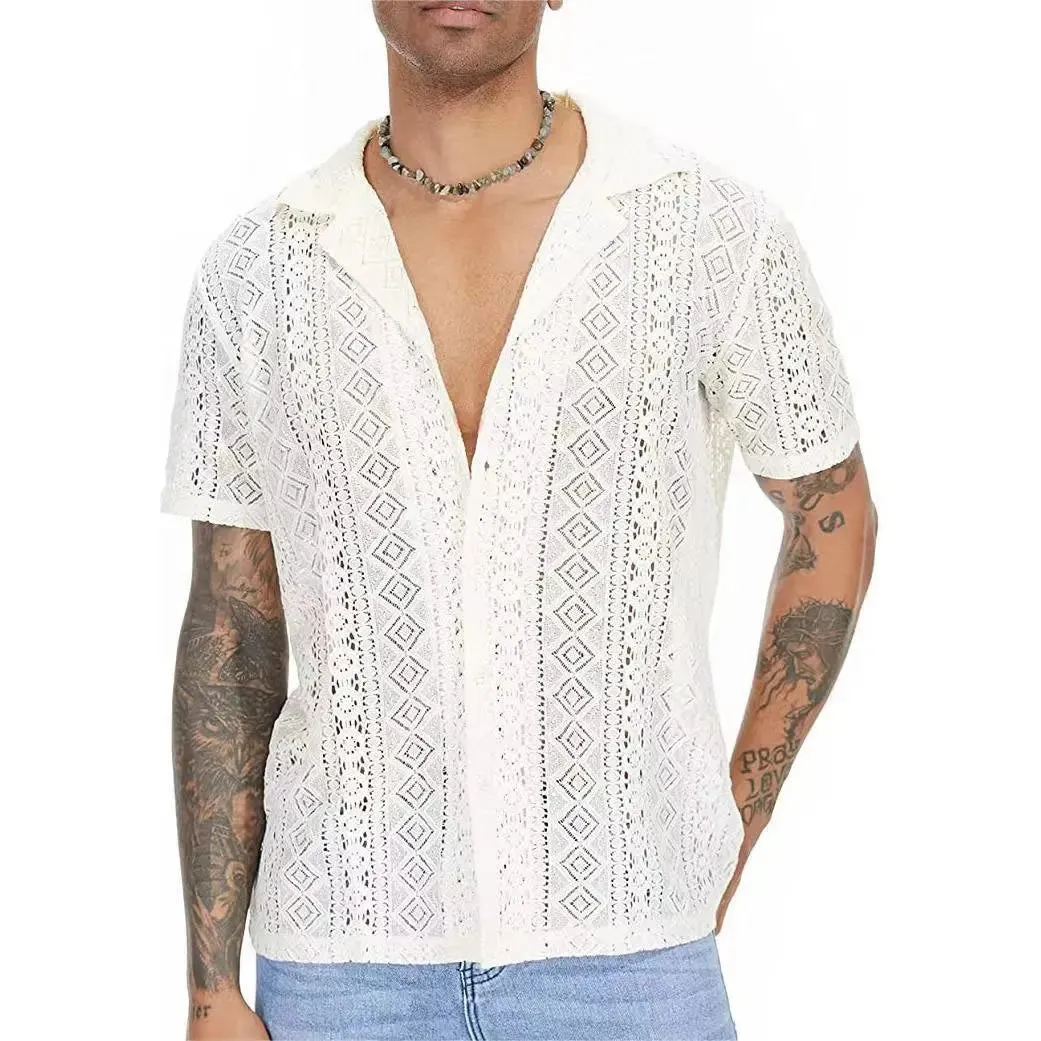 CoolWave Herren Hollow Out Lace Bluse