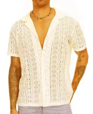 CoolWave Herren Hollow Out Lace Bluse