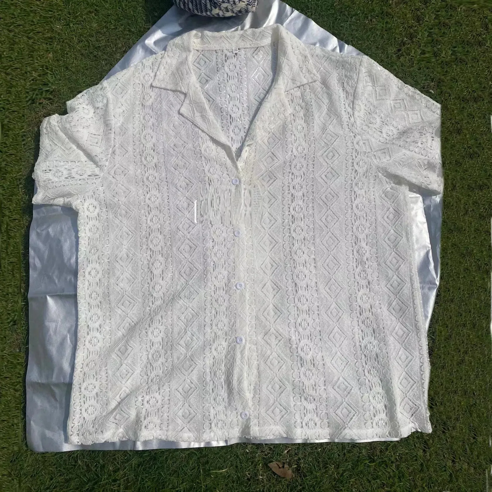 CoolWave Herren Hollow Out Lace Bluse