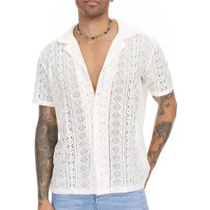 CoolWave Herren Hollow Out Lace Bluse