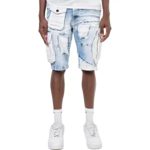 Copper Rivet Men Utility Cut Denim Shorts (Ice Blue)