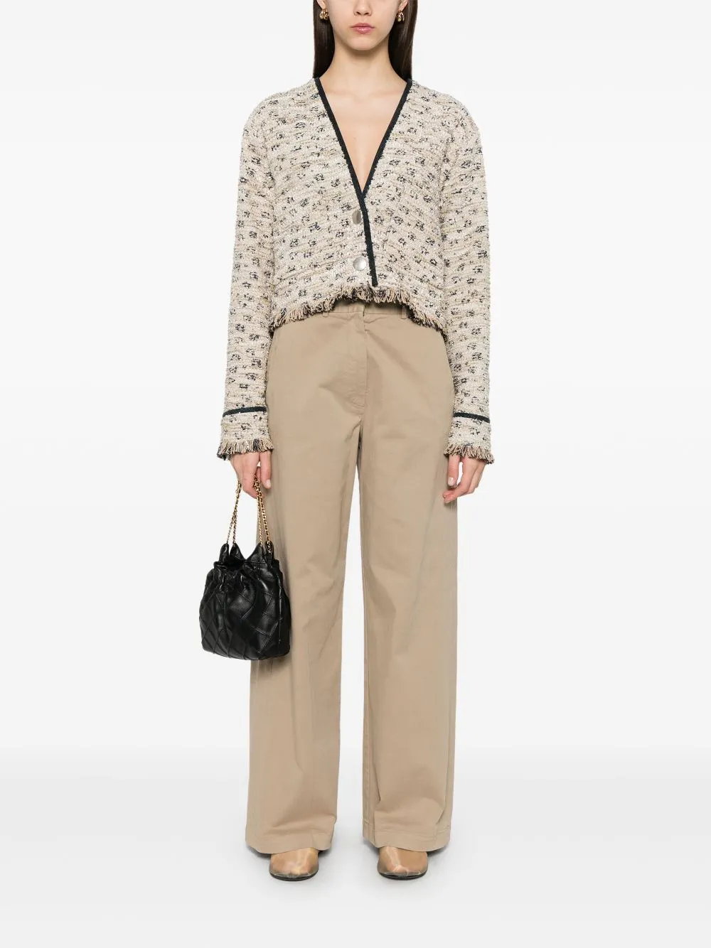 Cotton high-waisted trousers