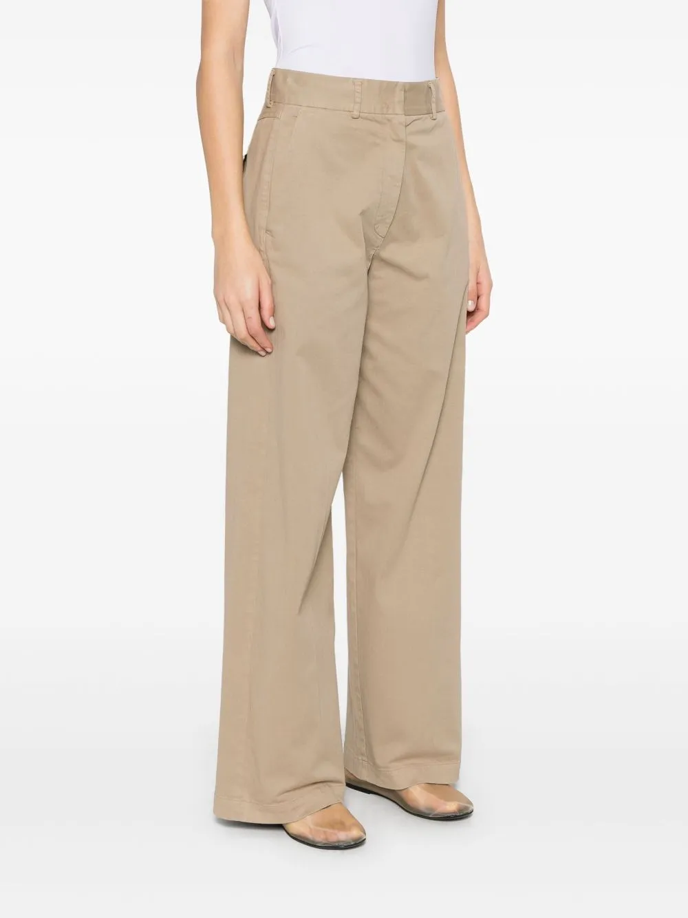 Cotton high-waisted trousers