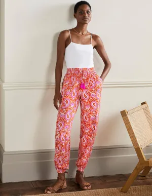 Crinkle Tapered Trousers-Papaya, Enchanting Paisley
