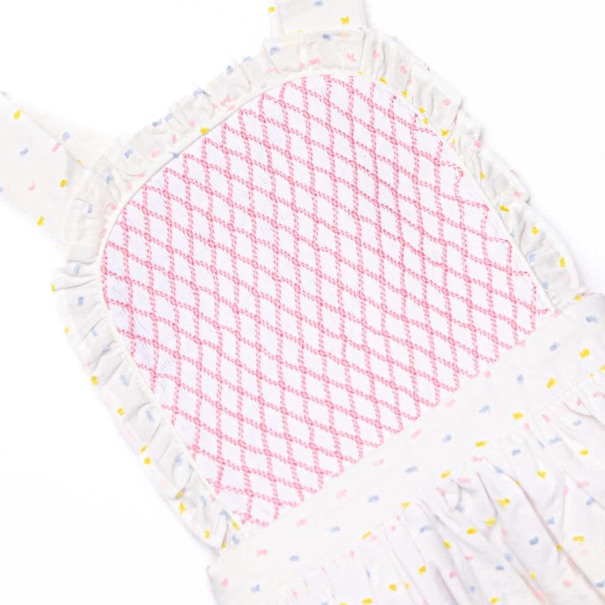 Criss-cross Colors Smocked Dress, White