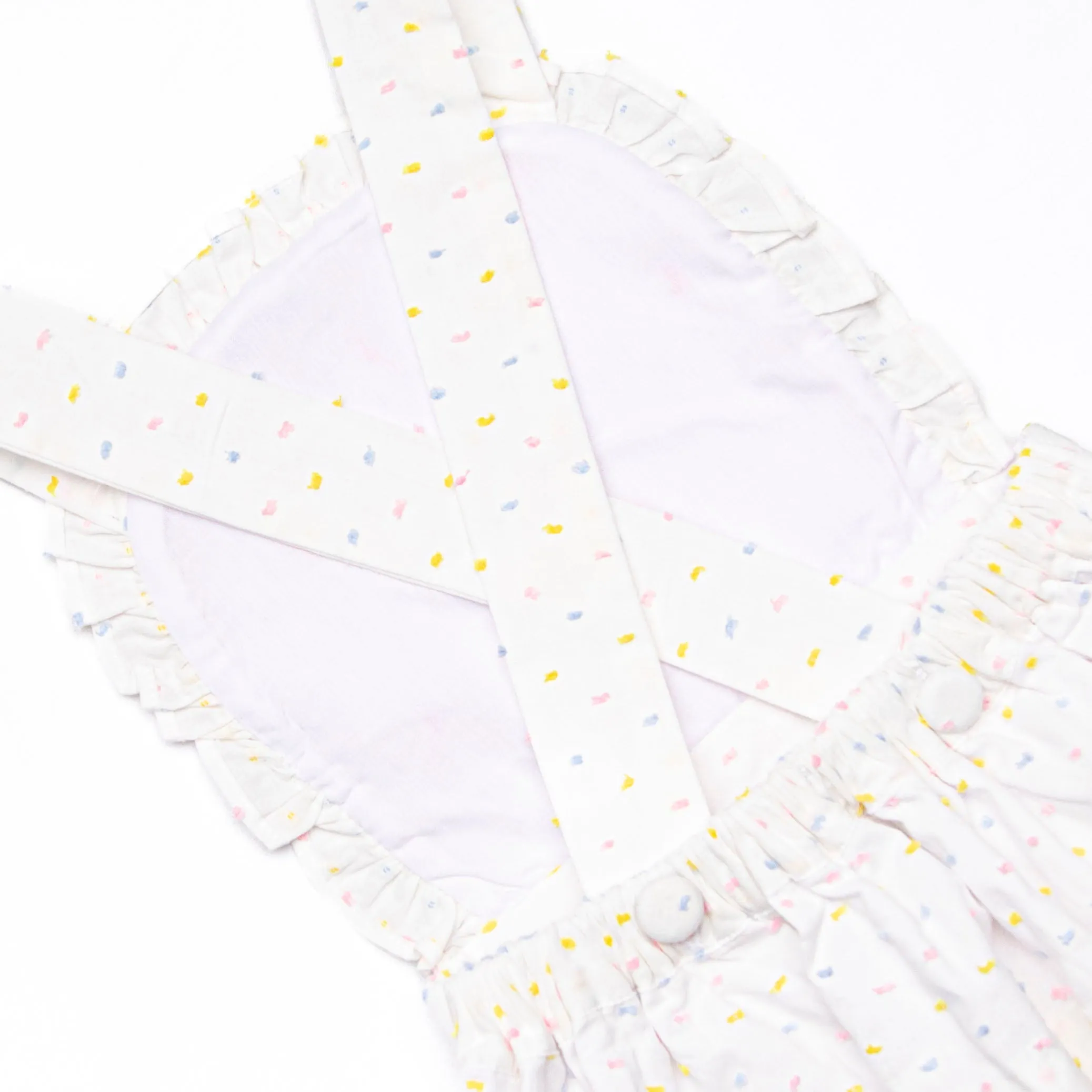 Criss-cross Colors Smocked Dress, White
