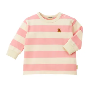 Cute Bear Embroidery Striped Long-Sleeve T-Shirt