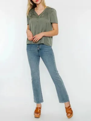 Cutie Pie V-Neck Flare Short Sleeve Top (Assorted Colors)