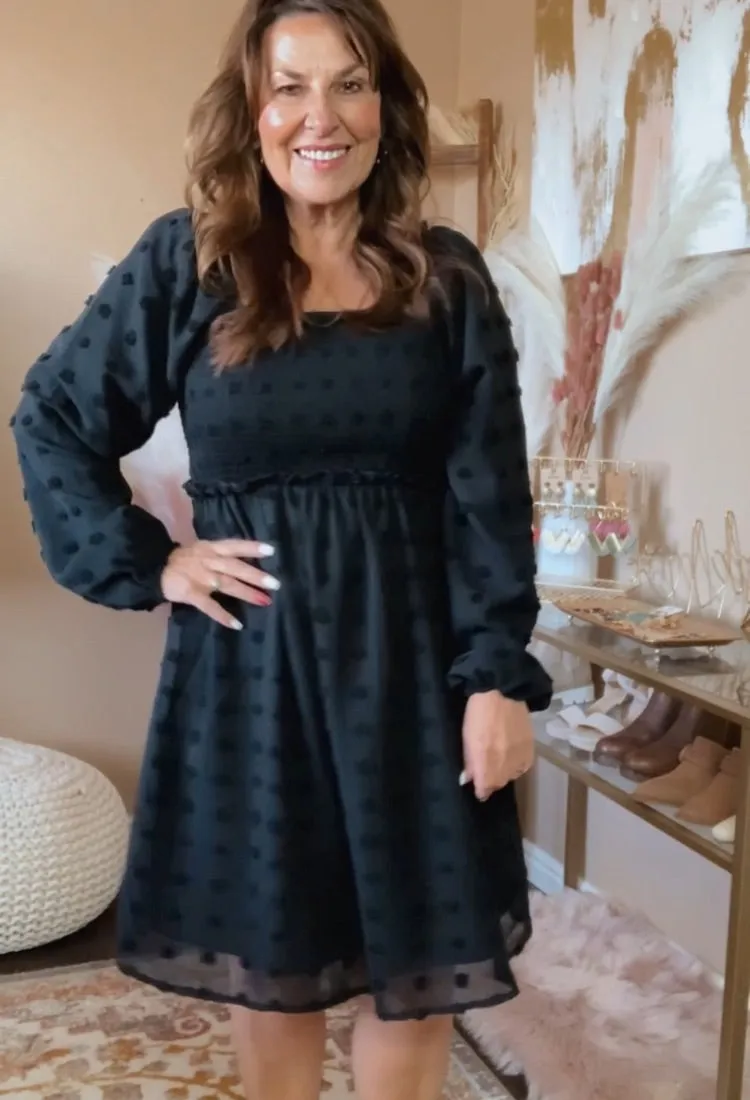 Danielle Swiss Dot Dress in Black