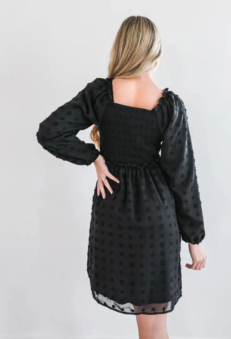 Danielle Swiss Dot Dress in Black