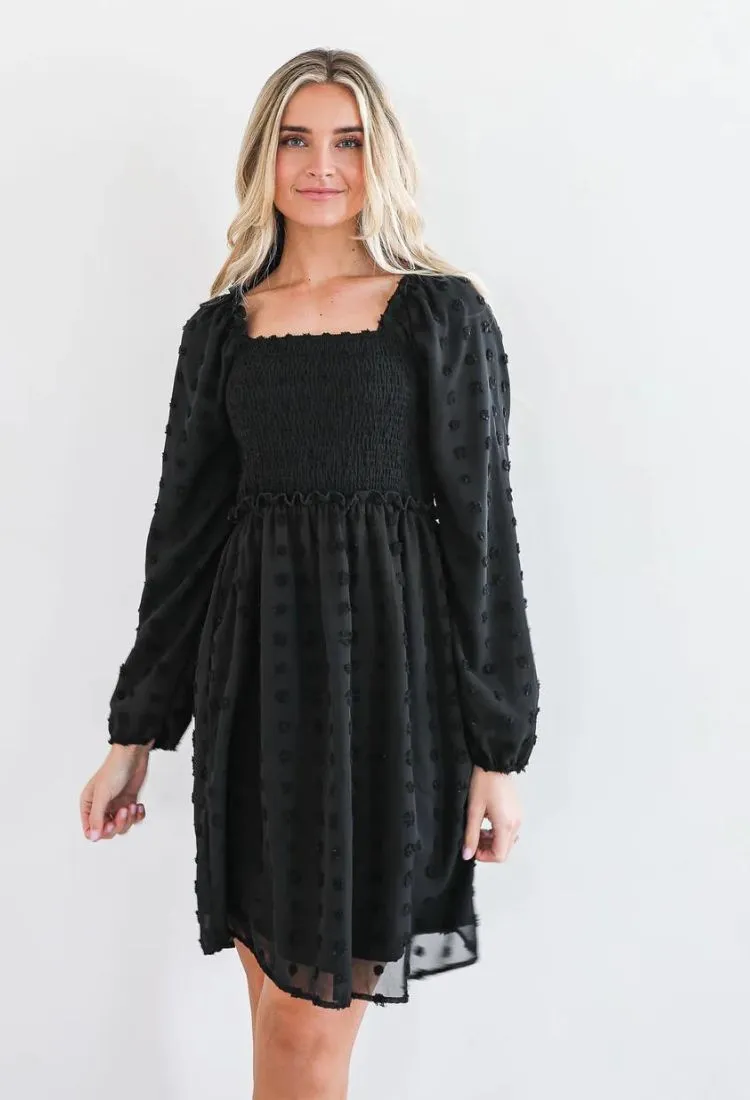 Danielle Swiss Dot Dress in Black