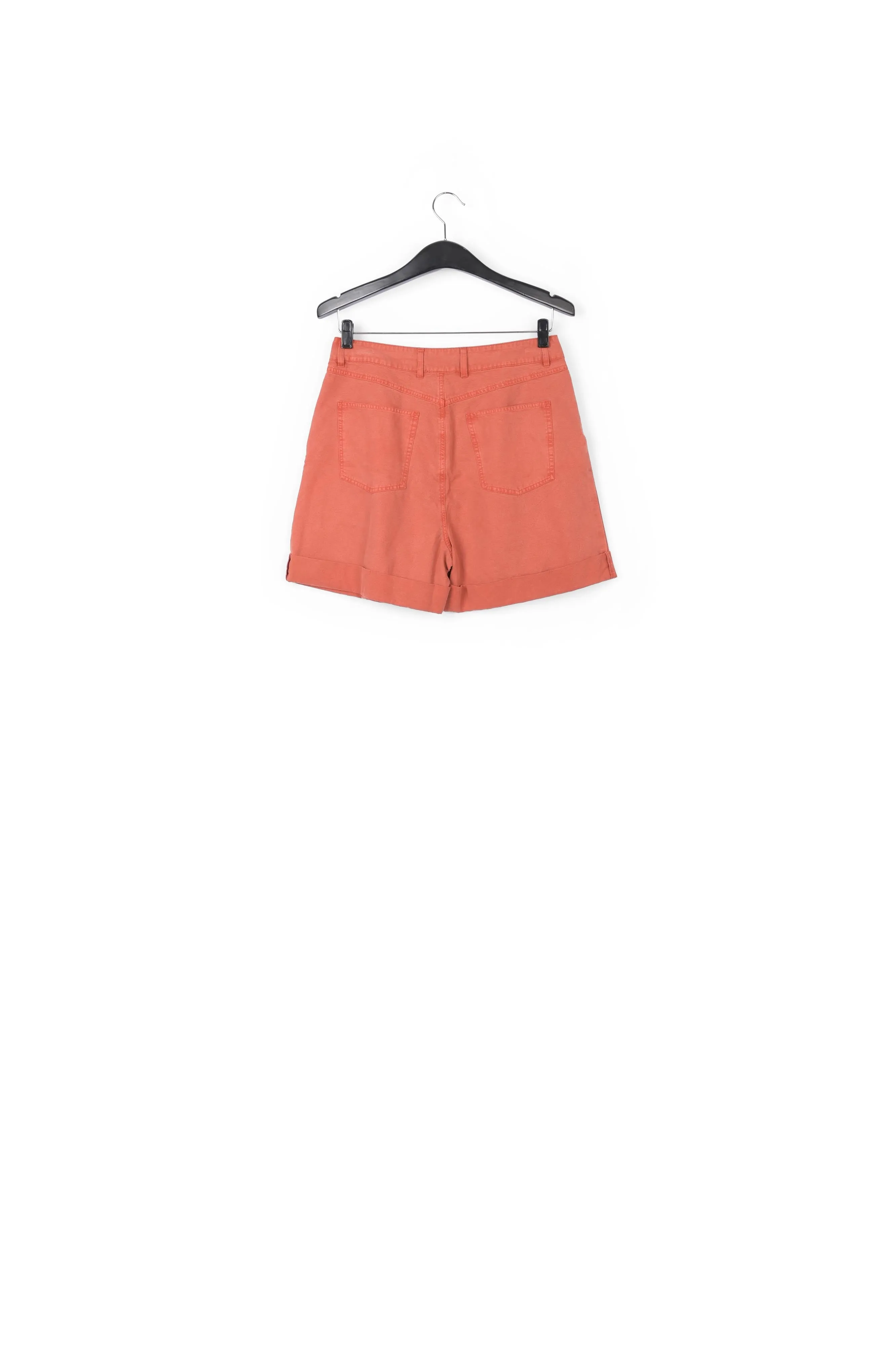 Dark orange high-rise loose-fit denim shorts