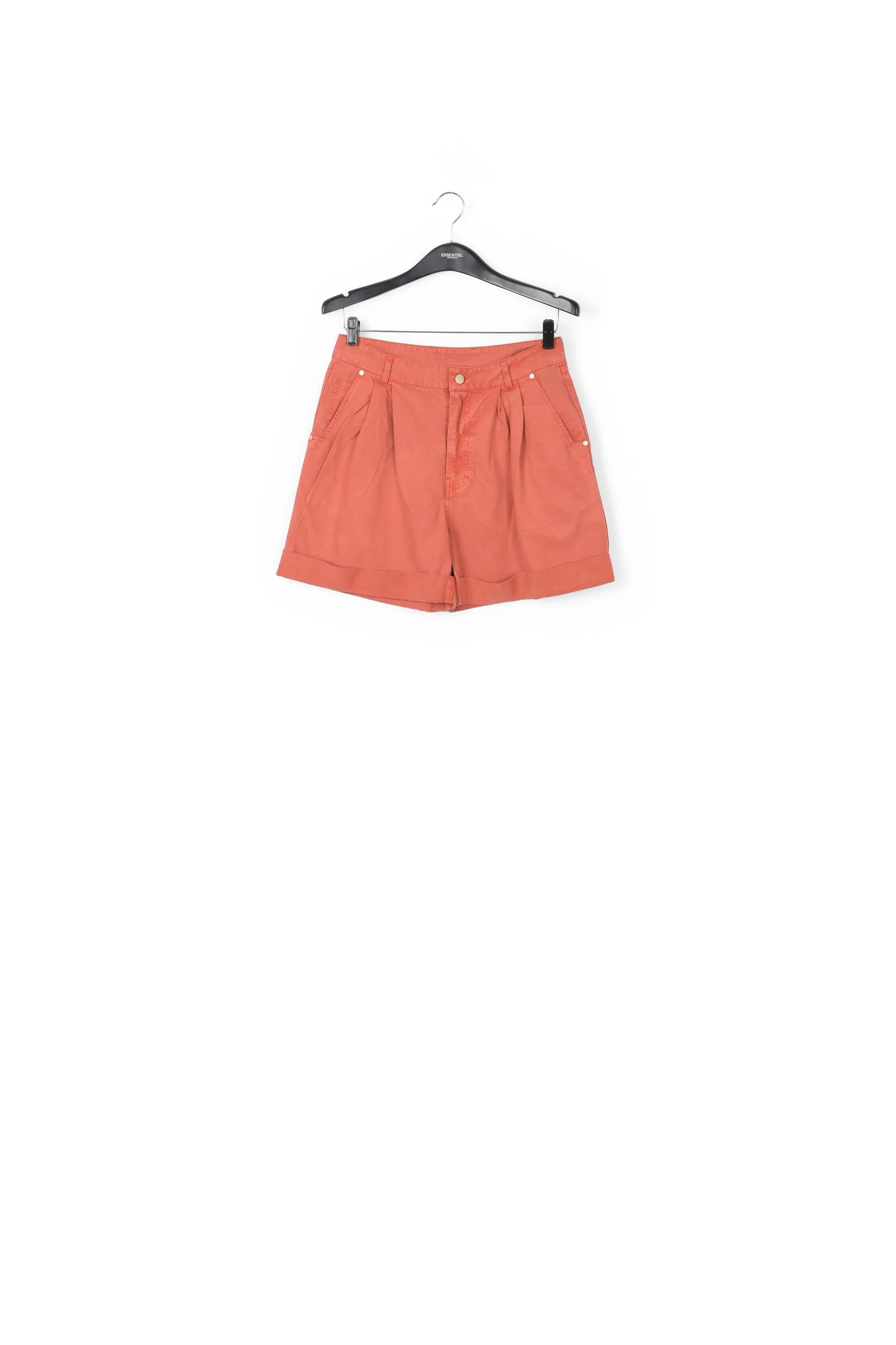 Dark orange high-rise loose-fit denim shorts