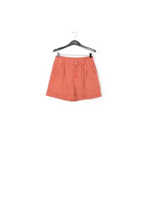 Dark orange high-rise loose-fit denim shorts